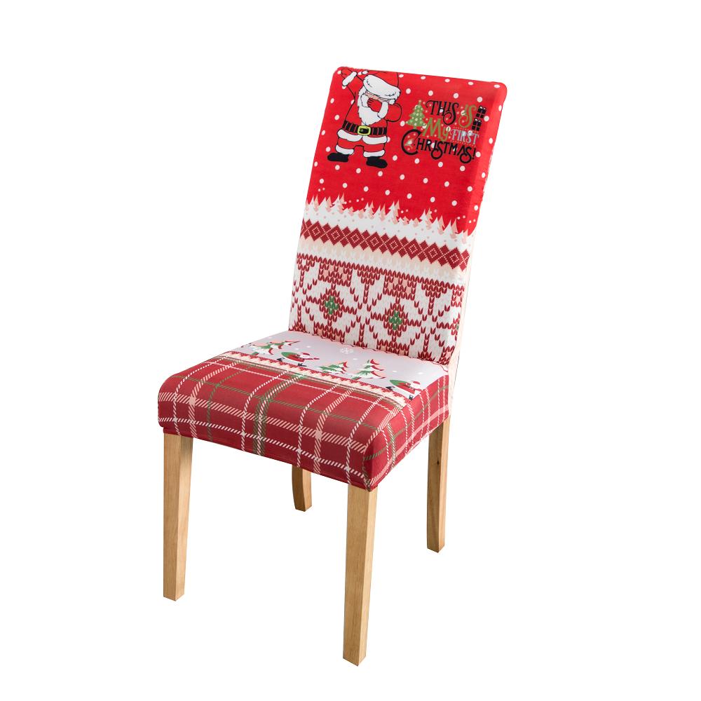 Chair Cover Dining Room Christmas Decor 2025 Santa Claus Snowflake Print Office Chair Covers Stretch Removable Chair Seat Cover