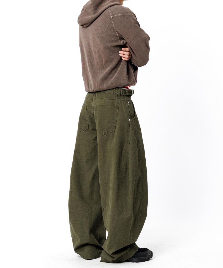 Tegseu Tx306 Curved Baggy Balloon Denim (Khaki)