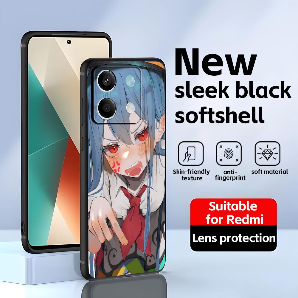 Anime Tenshi Hinanawi Handyhülle für Redmi Note 14 13 12 11 Pro Plus S 5G 14C A3 Weiche Schwarze Handyhülle