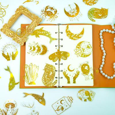 100 Golden Laser Animal Stickers Personalized Waterproof Transparent Pet Decorative Guitar Notebook Hand Account Stickers