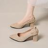 Fashion Closed Pointed Toe Pumps Anti Slip Fashion Court Shoes with Bow Classic Chunky Heels Pumps Comfortable for Party Vacation