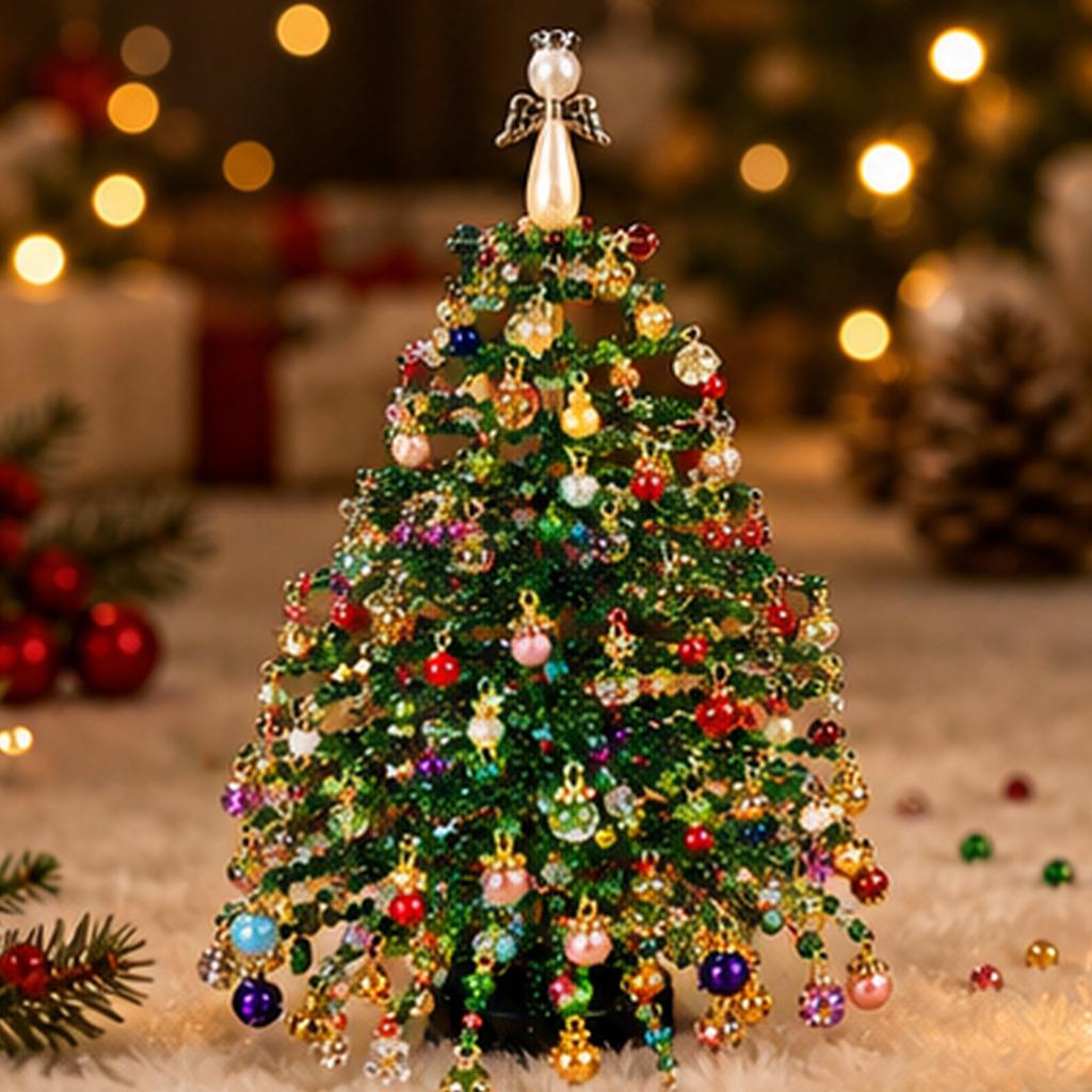 DIY Beaded Christmas Tree Set - Handcrafted Holiday Decor with Colorful Beads for Festive Home Decoration Creative Christmas Craft Gift