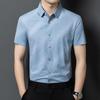 Summer Men's Short Sleeve Shirt Business Casual Striped Breathable Lapel Collar Printed