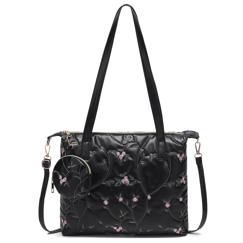 Stylowa Haftowana Kwiatowa Torba Crossbody 2025 - Torebka w Koreańskim Stylu z Pojedynczym Paskiem na Ramię, Mała Okrągła Torebka