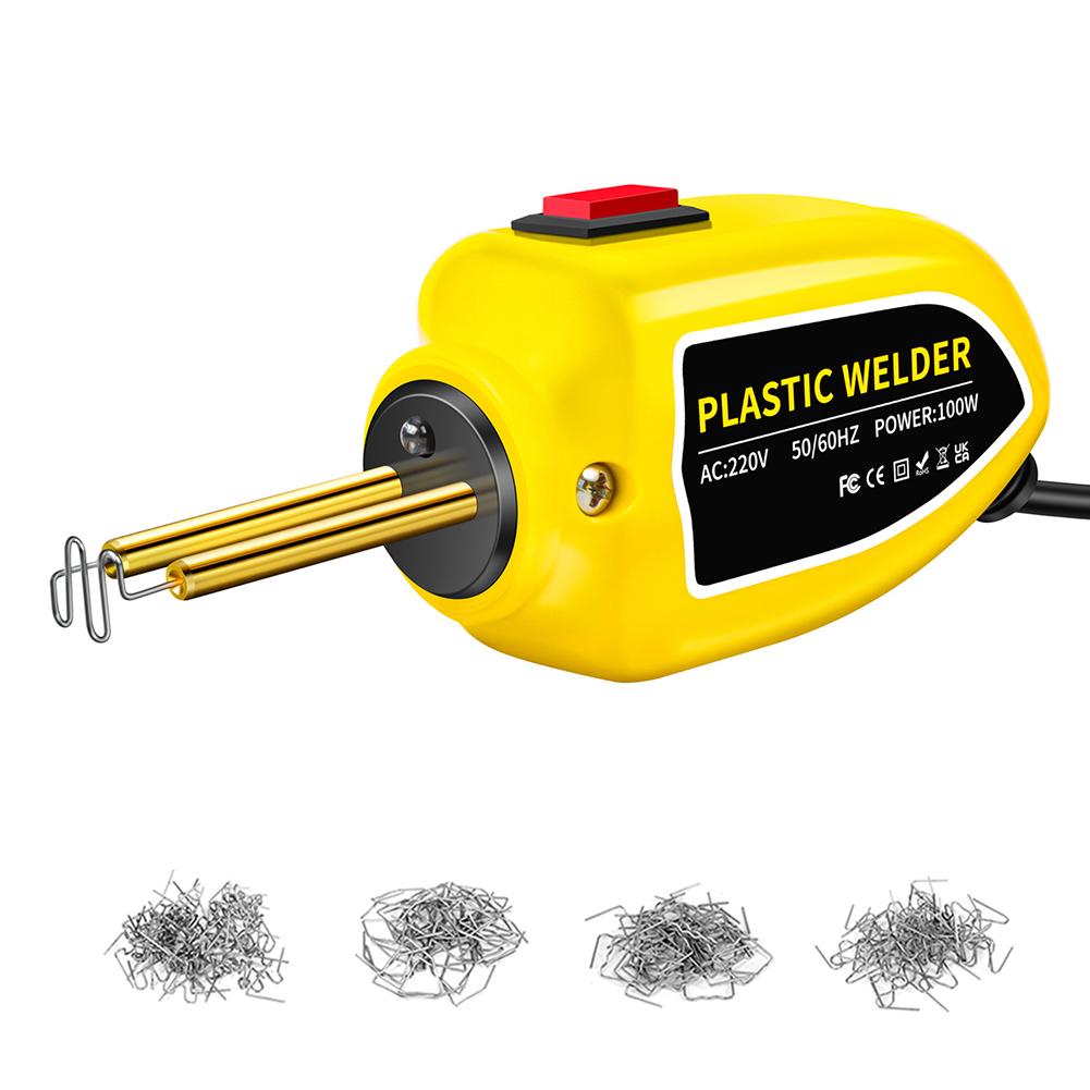 

100 Вт пластиковый сварочный аппарат ПВХ сварочный пистолет с 200 шт. скобами горячий степлер термофен автомобильный бампер ремонт сварочный пистолет US 110V жёлтый