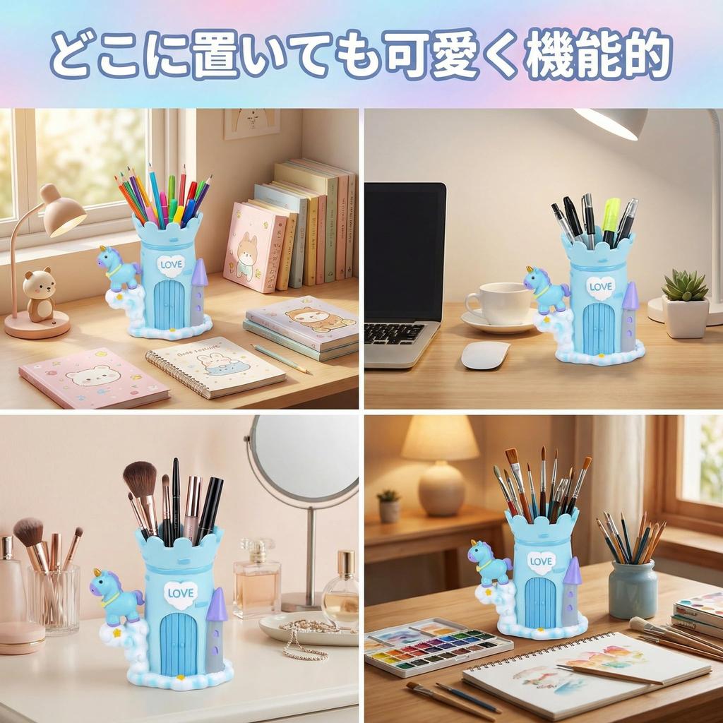 Einhorn Stift Süß Schreibtisch Aufbewahrung Schreibtisch Büro Geschenk Queen-b Ständer, Mädchen Etui, Zubehör, Schreibwaren, Stifte, Zubehör, (blau)