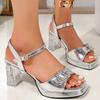 Fashion Luxury Buckle Decor High Heel Sandals Women Open Toe Transpartent Heel Sandals Woman Fashion Sequins Non Slip Sandalias Mujer