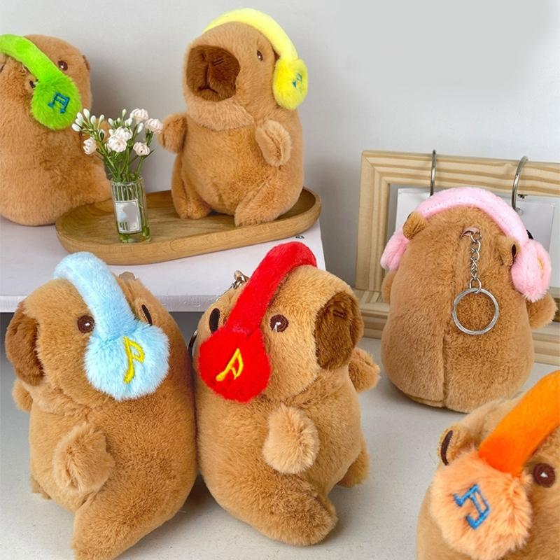 Fashionable Elegant Color Capybaras Keychain Charm Lovely Dress Up Sturdy Plush Pendant for Bags and Keys Decoration