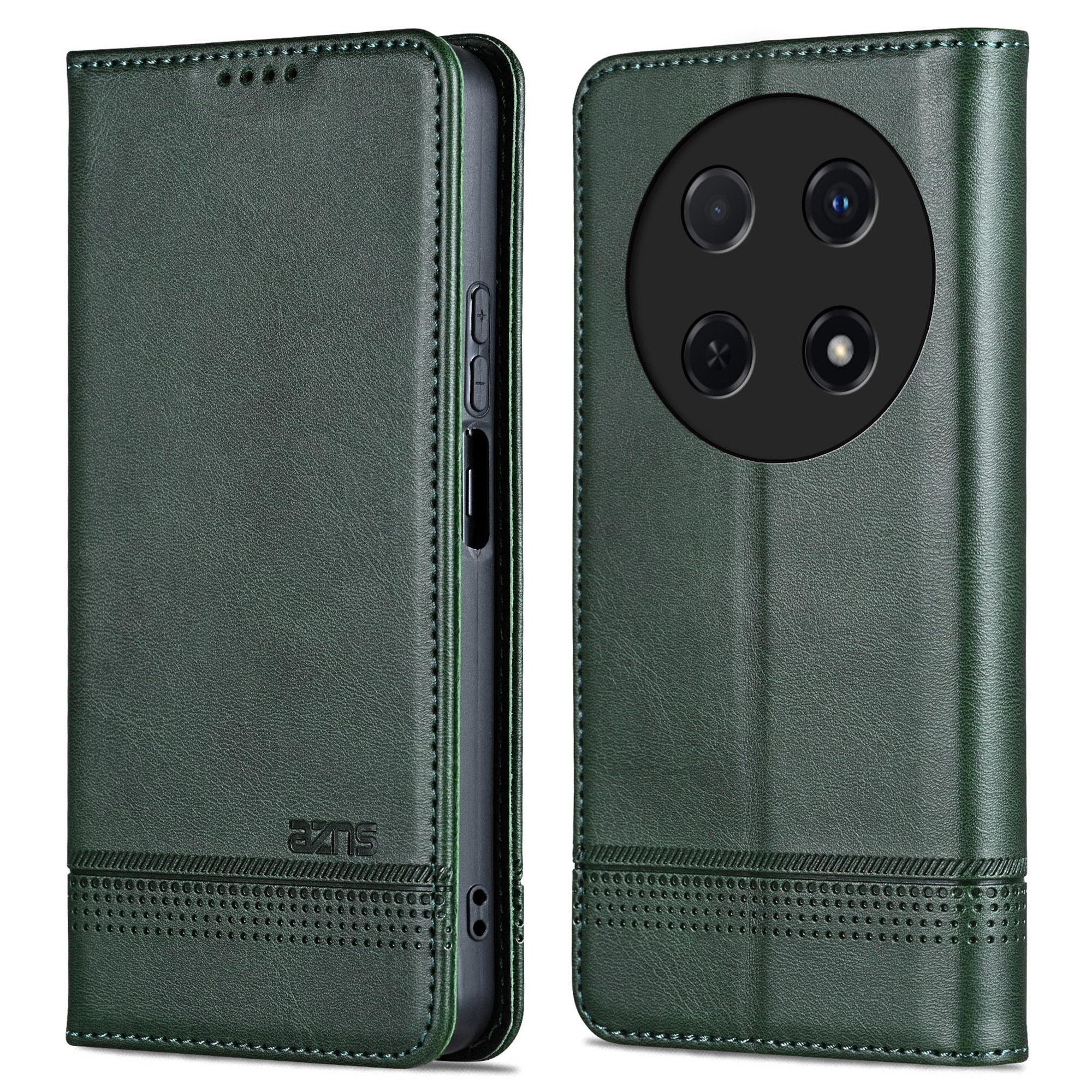

AZNS For Huawei nova 12i 4G/Enjoy 70 Pro Case Leather Cowhide Texture Wallet Phone Cover Green