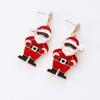 High-End European & American Cartoon Santa Claus Alloy Earrings - Festive and Fun.