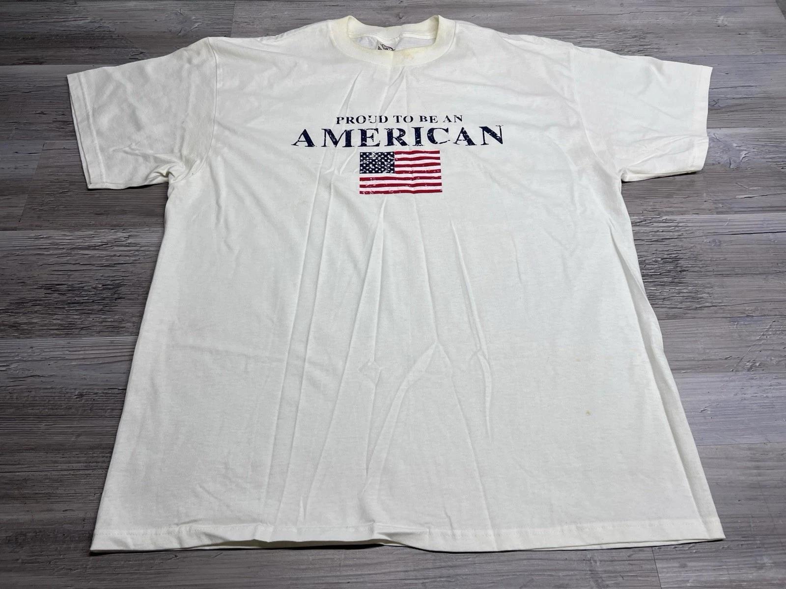 Vintage Y2K Patriotic T-Shirt Proud To Be An American Mens Size XL Short Sleeve XL