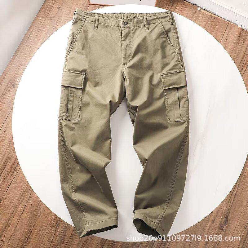 Kombinezon Luźne Proste Spodnie Skóra Krewetkowa Nowe Wszechstronne Spodnie Casual z Wieloma Kieszeniami