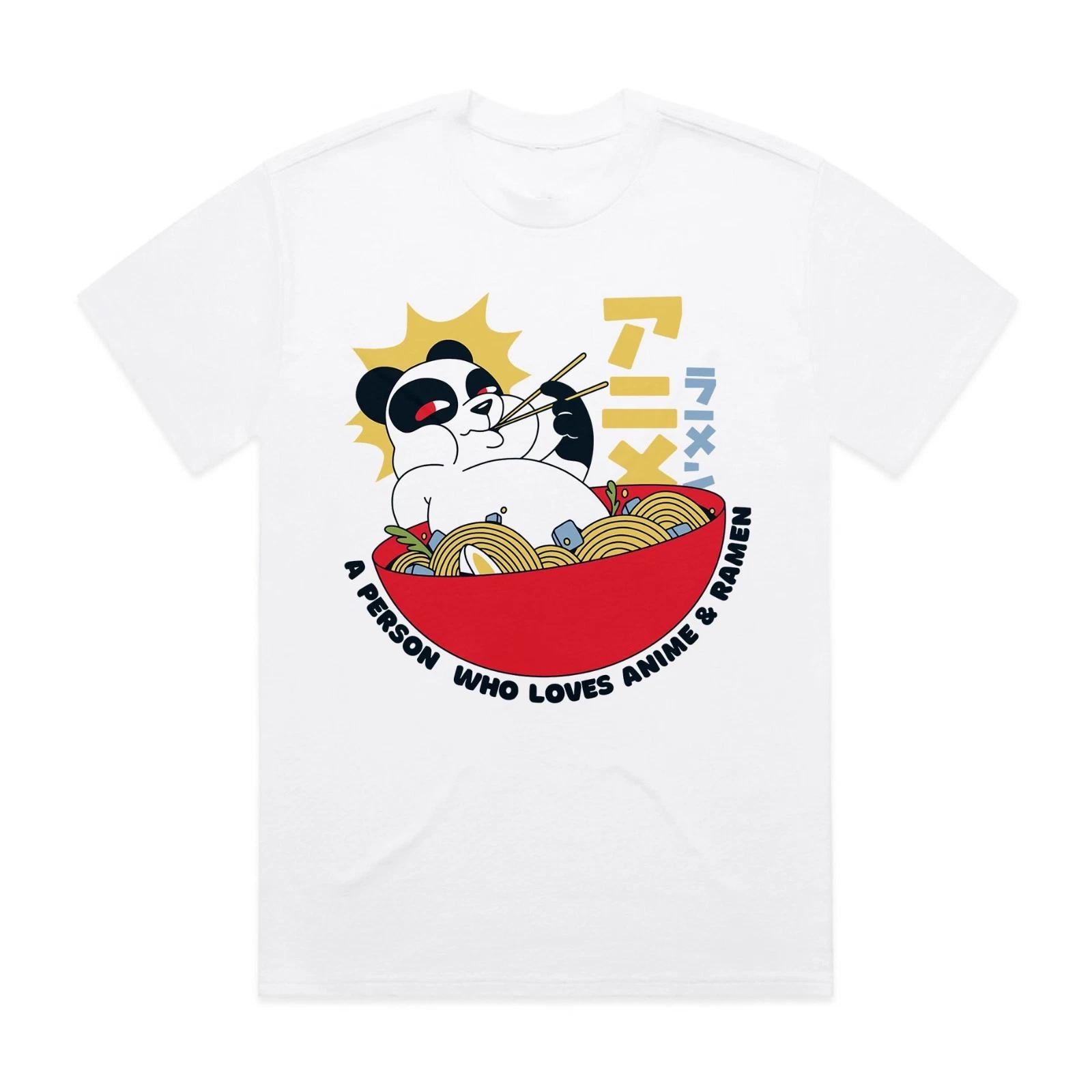 ANIME UNISEX T shirt PANDA AND RAMEN FUNNY T shirt L