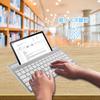 USB Rechargeable Bluetooth Wireless Keyboard for iPad and Connects to Two Features Stand English Compatible with and Silver Tablets, Devices,