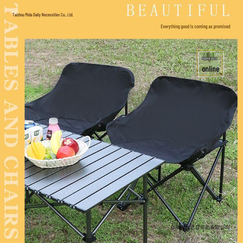 Outdoor Folding Camping Table & High-Back Chair Set