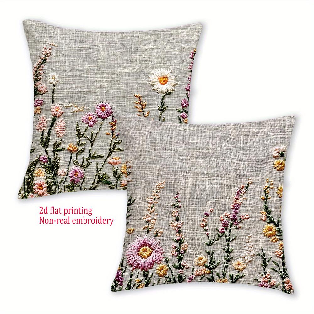 2D Flat-2pcs Assorted Watercolor Floral & Botanical Throw Pillow Covers Sofa chair cushion cover