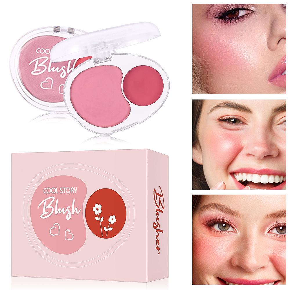 Double Mix Blush Clay Soft and Delicate Contouring Mashed Potatoes 2 Color Face Brightening Mousse Blush Paste Tray