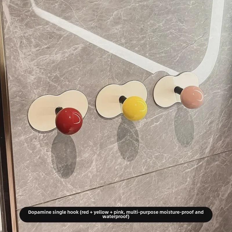 Punch-Free Adhesive Bathroom Towel Hook - Strong, Wall-Mounted, Creative Storage Solution