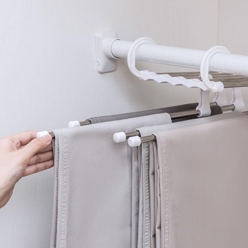 5 w 1 magiczne wieszaki na spodnie wieszaki ze stali nierdzewnej składany wieszak na spodnie krawat wieszak półki sypialnia szafa organizator szafa do przechowywania