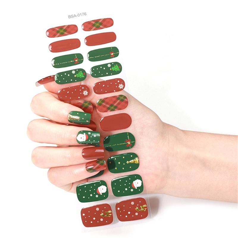 

Easy Apply Gel Nail Stickers Christmas Style UV Gel Wraps Beginner Friendly Nail Accesories for Salon or Home Nail Art