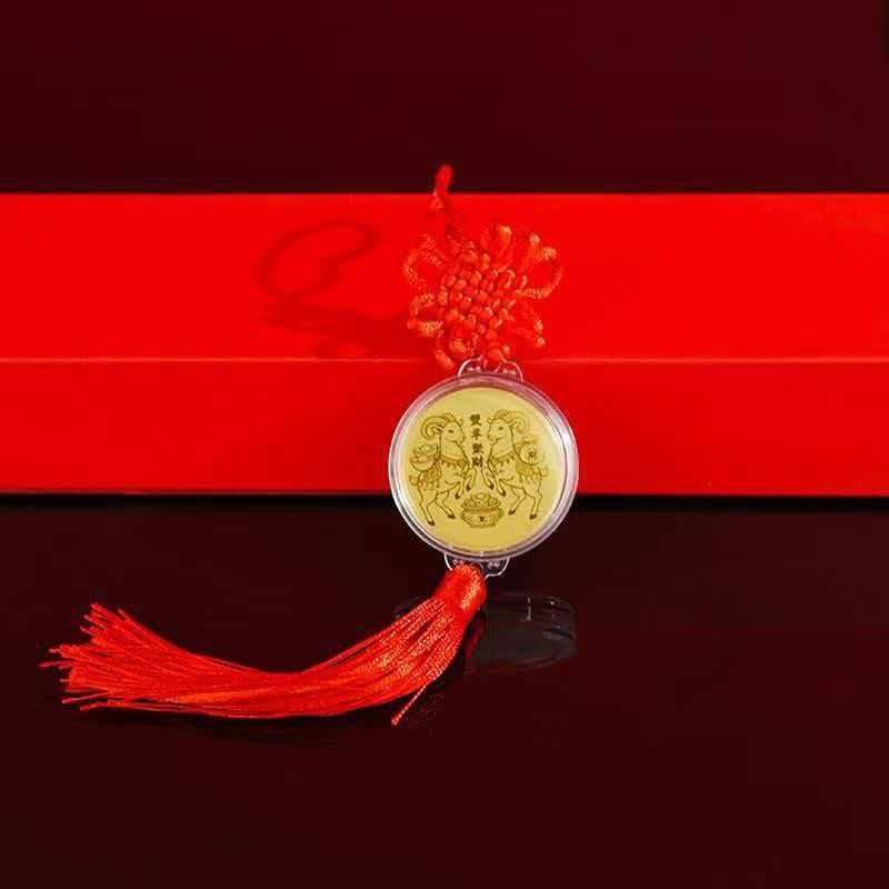 2027 Year of the Goat Gold Foil Lucky Pendant Fine Engraved Design Good Fortune Charm for Collectible Gift Jewelry