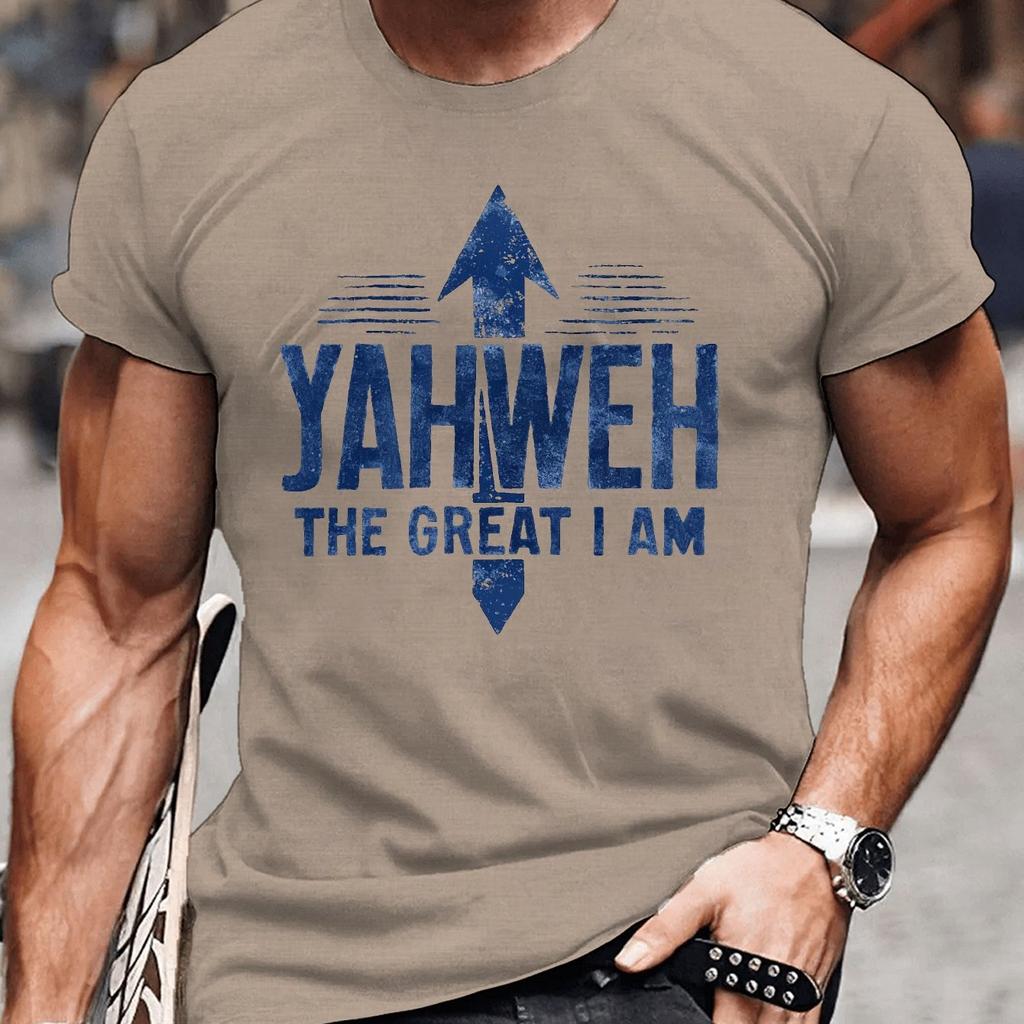 YAHWEH THE GREAT I AM Graphic Tee Mens Breathable Cotton Casual Short Sleeve TShirt