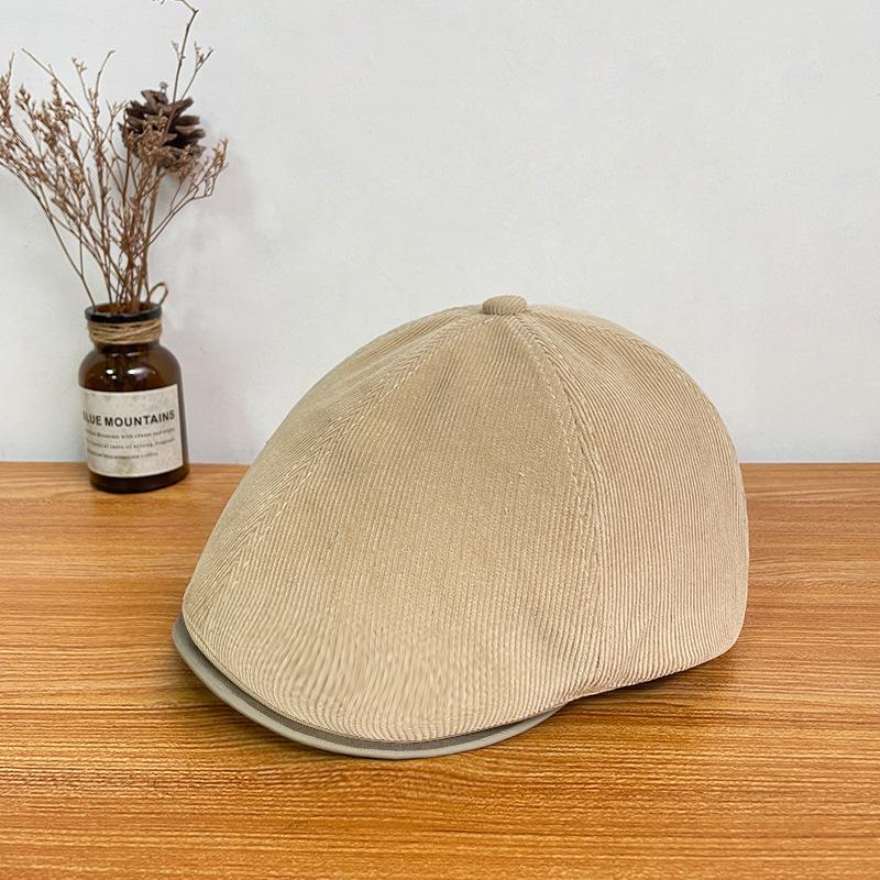 Corduroy Advance Hat Women's Autumn and Winter British Retro Beret Versatile Painter Hat Japanese Style Literary Peaked Hat