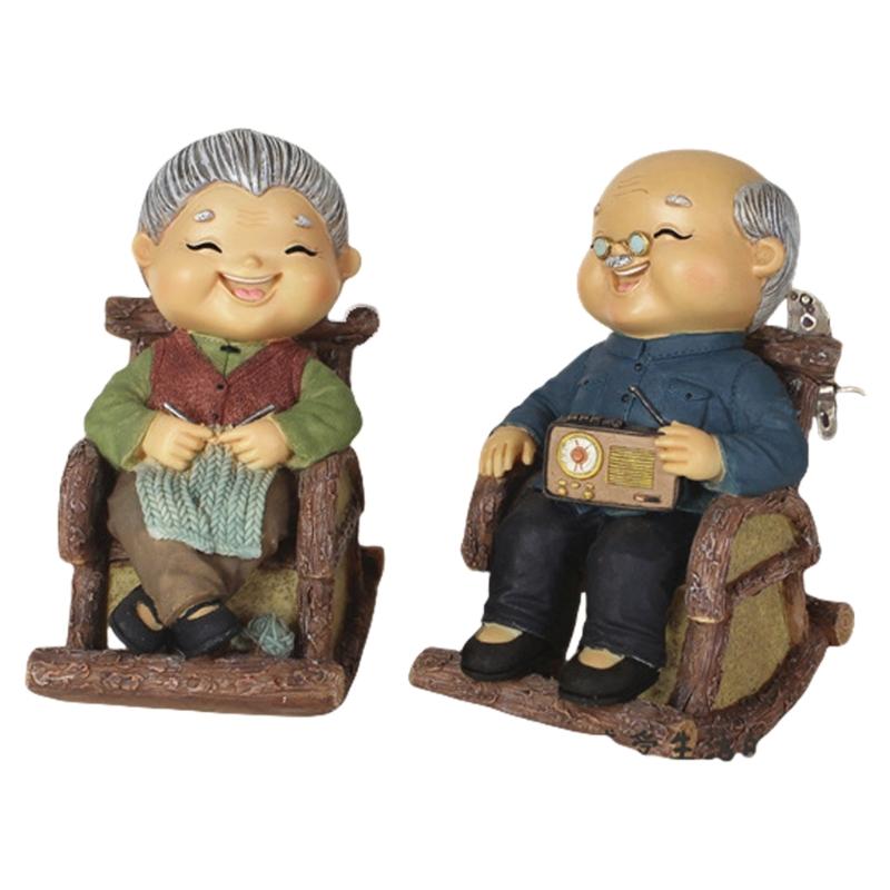 Vintage Elderly Couple Resins Statue Figurine Weddings Valentines Day Gift for Couples and Home Decors Enthusiasts