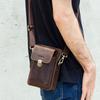 Black Angel Source Cowhide Men's Single Shoulder Diagonal Cross Bag Retro Crazy Horse Leather Mobile Waist Bag