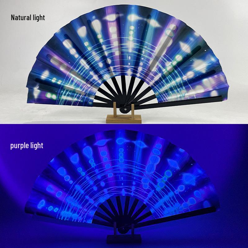 Leuchtender faltbarer Kung-Fu-Party-Fächer mit UV-fluoreszierender Leuchtkraft