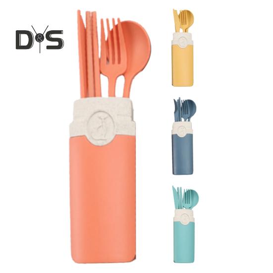 1 sada Příborové hůlky Potravinářské prachotěsná pšeničná sláma Venkovní sada nádobí pro studenty