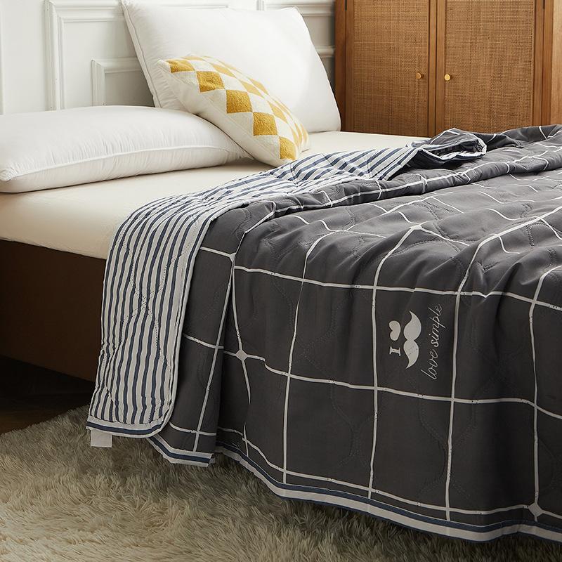 2025 Summer Thin Blanket Printing Bed Quilt Summer Cool Quilt Double Blankets Comforters Skin-friendly Cotton Thin Quilt Soft Bedding Home Textile