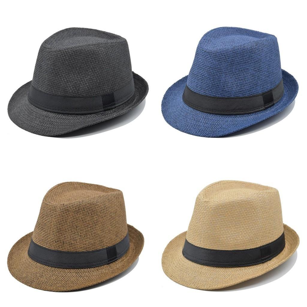 Hat Vintage Sunshade Hollowedout Gentleman Straw Hat With Rolled Edge Jazz Belt