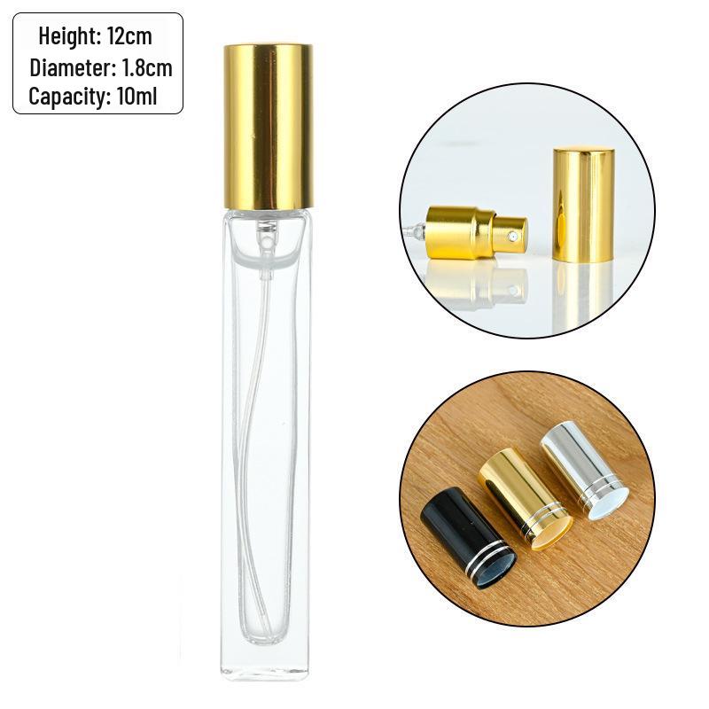 Square Clear Glass 10ml Screw-Top Perfume Atomizer Bottle with Rollerball