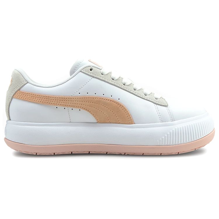 Puma Suede Mayu Thick Sole Wraparound Shock Absorption Wear-Resistant Lightweight Breathable Low-Top Skate Shoes Women Sneaker White Orange 382581-03