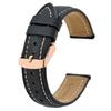 BISONSTRAP Replacement Watch Band, Genuine Suede Leather with Rose Gold Buckle and Spring Bars, 18mm, Black, for Men and Women