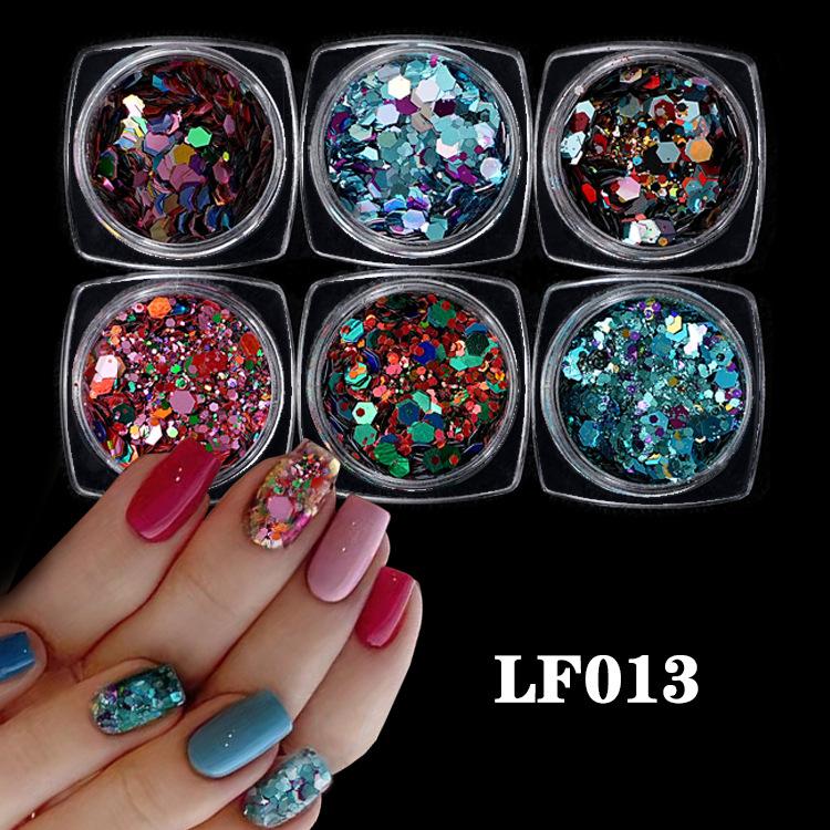 Nail Art Sequins Super Glitter Powder Symphony Combination Sequins Diy Nail Decoration 6 Color Set