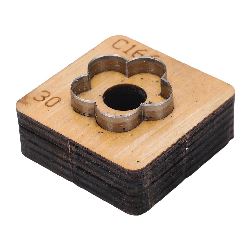 Leather Cutting Mold with Wood Base Flower Shape Punching Die for Making Pendants Crafting Projects