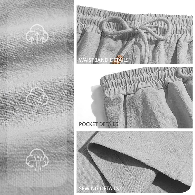 Men's Casual Shorts Cotton Elastic Waist Shorts Drawstring Summer Lightweight Shorts for Men Linen Casual Beach Vacation Yoga Golf Shorts with Pockets