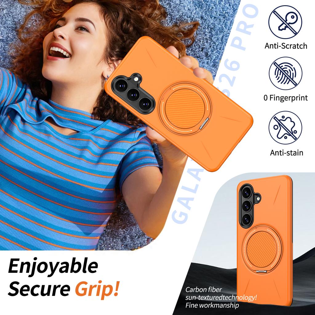 For Samsung Galaxy S26 Magnetic Case Rotating Kickstand TPU + PC Phone Cover