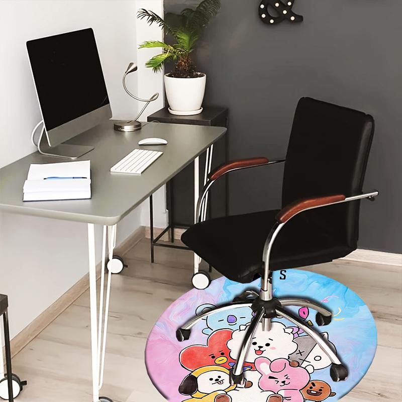 

1pc BT21 Characters Circle Artwork Round carpet, Made of Polyester,Perfect for Decorating Office Chairs, Living Rooms 80cm