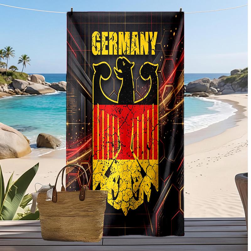Germany Football Print Beach Towel Quick Dry Super Absorbent Soft Bath Towel for Swimming Beach Travel Fan Souvenir Gift