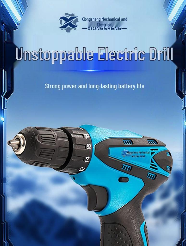 Dual-Battery Lithium Electric Drill Set - Pistol Grip, DIY Impact Drill with Charger for Home Use