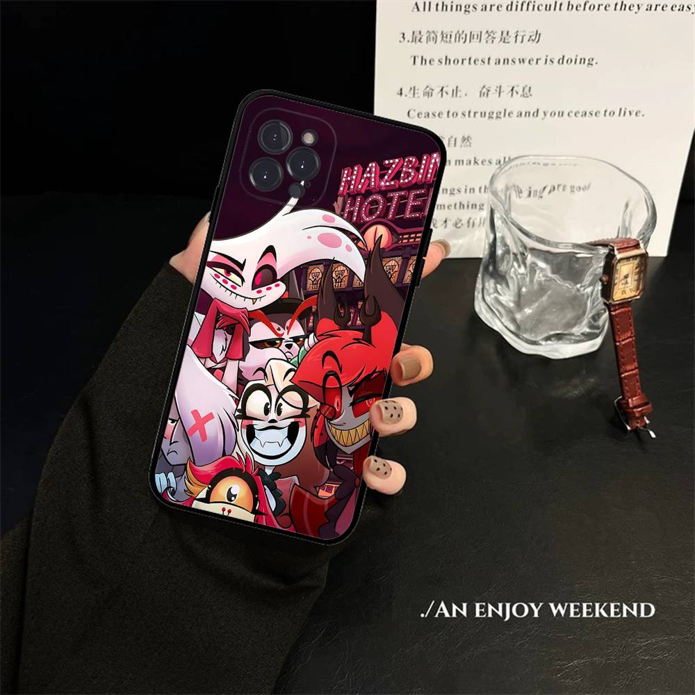 

Cartoon H-Helluva Boss Phone Case For Iphone 17 16 15 14 13 12 11 Pro Max Plus Black Shell Cover Case iPhone 14 plus