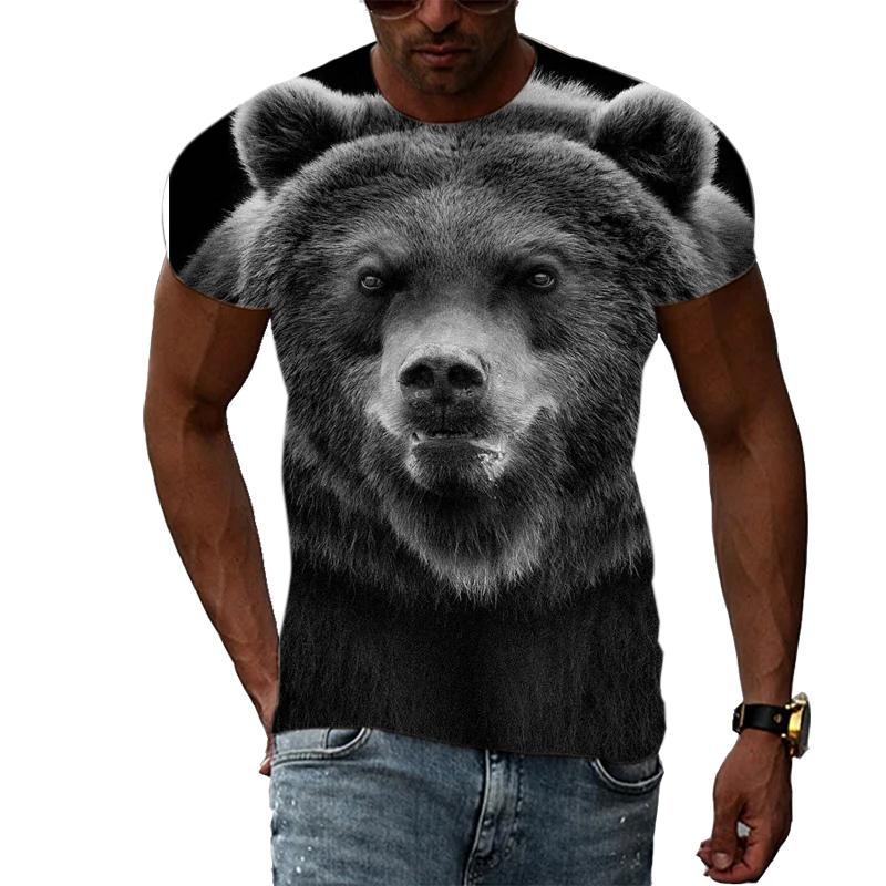 Animal Cool Bear 3D Printed T-shirt Fitness Street Fashion Casual Tops O-neck Short Sleeves Summer New Sports Clothes Tees Shirt
