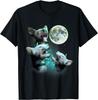 Three Hairless Sphynx Cats Howl At Moon 3 Wolfs Funny Parody T-Shirt