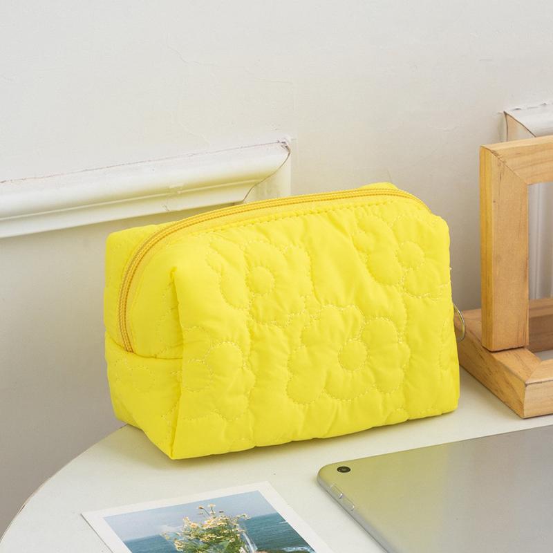 Borsa per Trucco da Viaggio Portatile Minimalista con Fiocco, Grande Capacità, Morbida