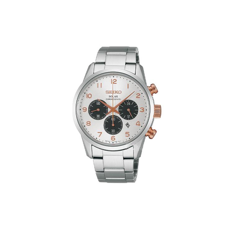 SEIKO Spirit Series Solar Quartz Movement Stainless Steel Strap Watch Men s Watches Silver Dial SBPY093G Silver Dial