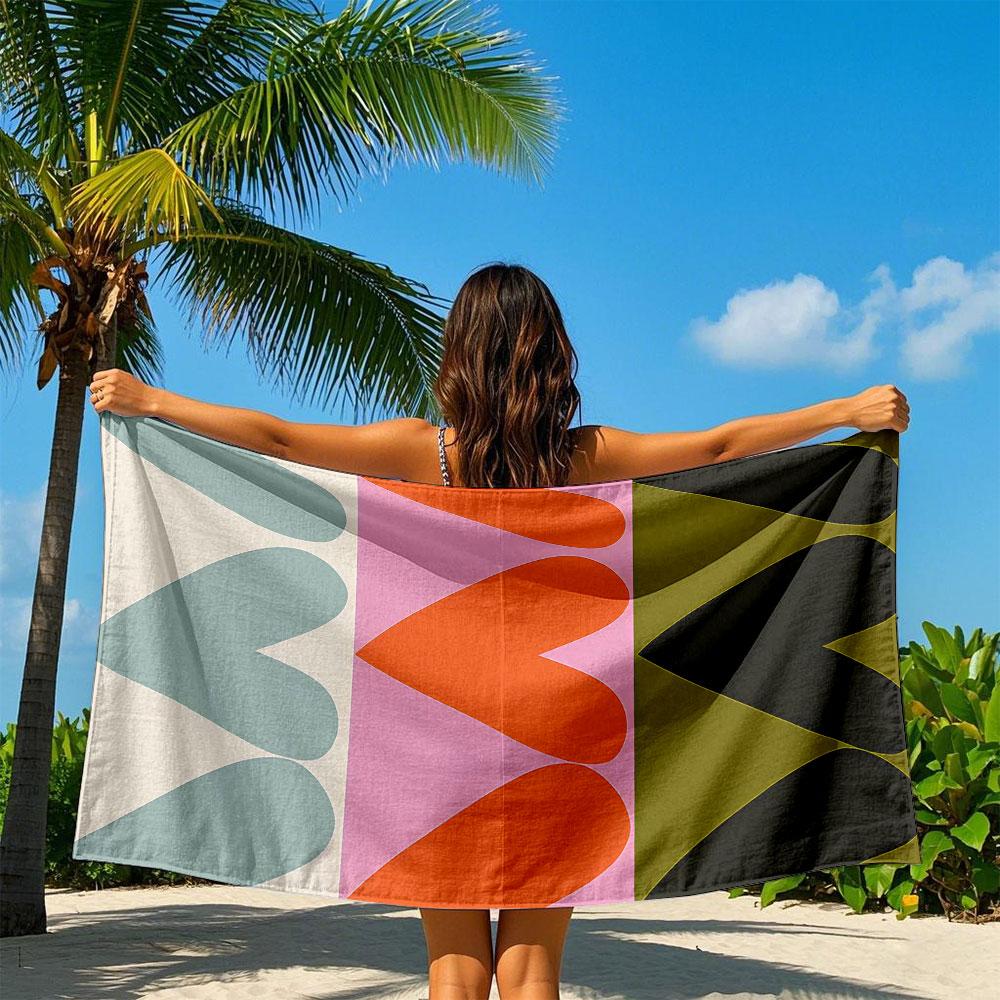 Retro Multi Color Heart Layers Quick Drying Bath Towel Microfiber beach towel light weight swimming camping yoga beach out