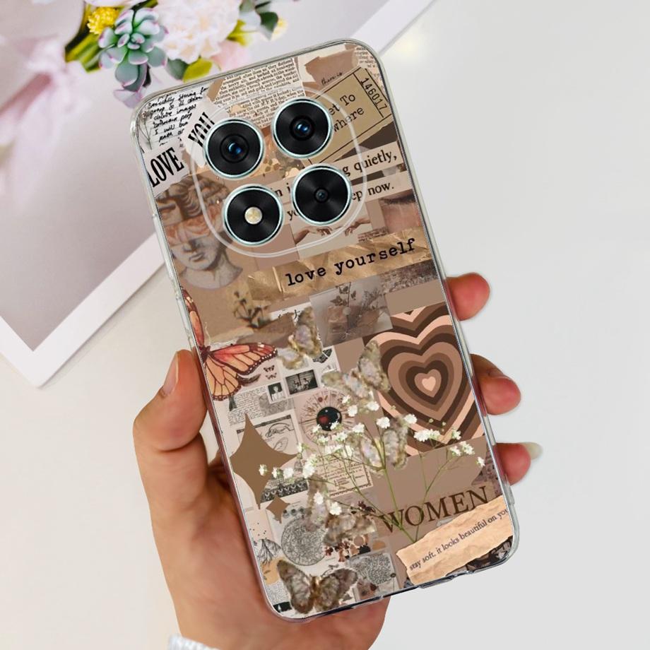 For Xiaomi Redmi Note 14 14Pro Case Coque Soft Silicone Back Cover Flower Butterfly Love Heart Clear Funda Redmi Note14 Pro Capa